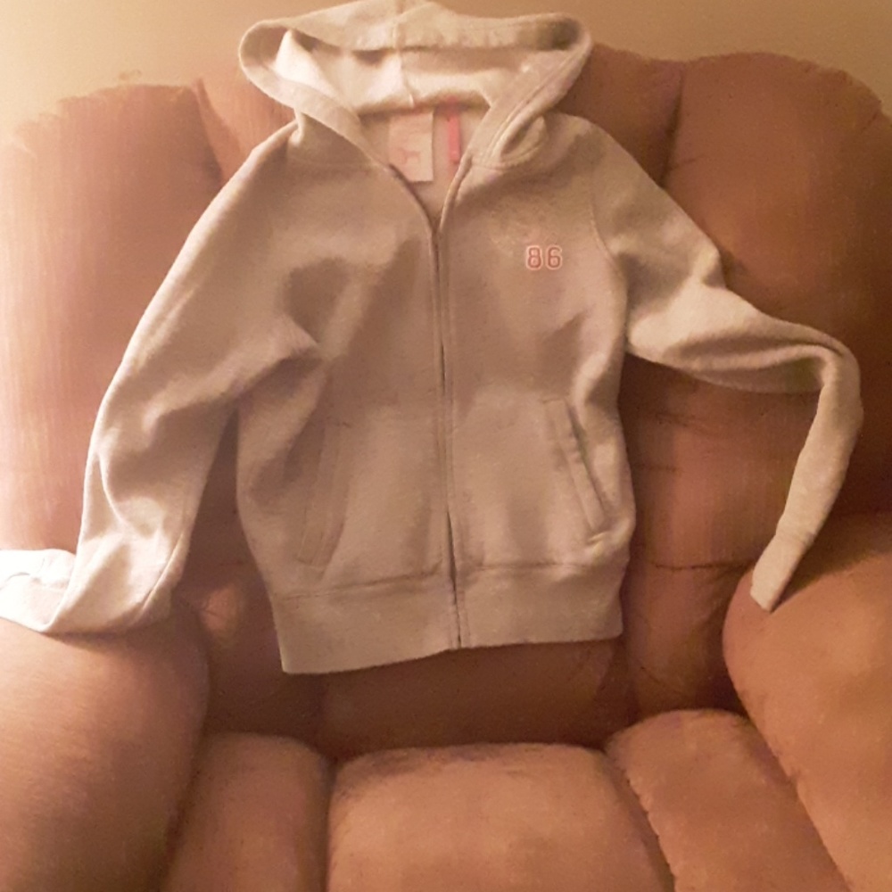 Pink V.S. full zipper graphic hoodie